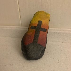 Cross Hand Painted Rock